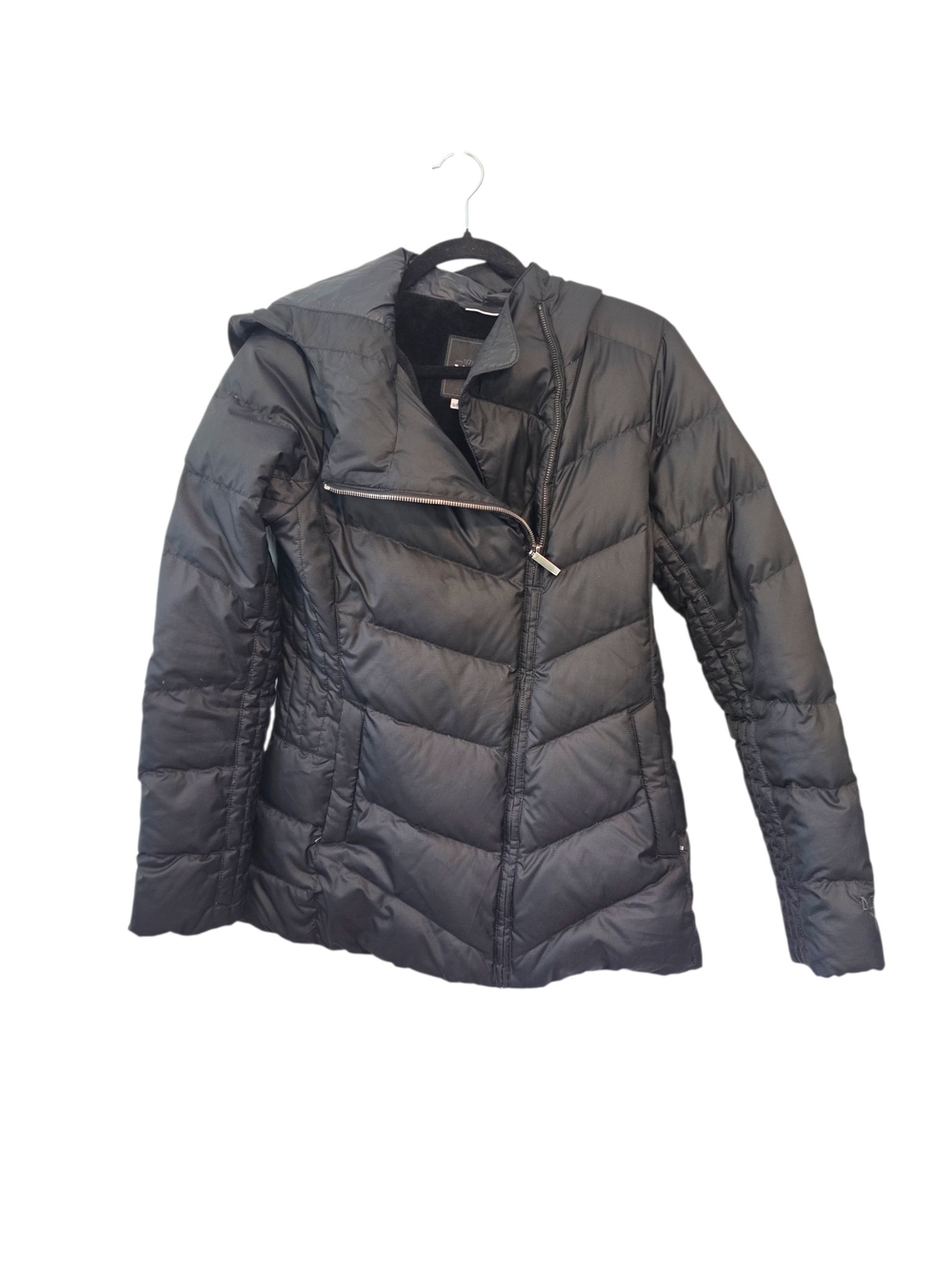 Marmot Duck Down Black Hooded Puffer Coat Lightweight Insulated Jacket Size S